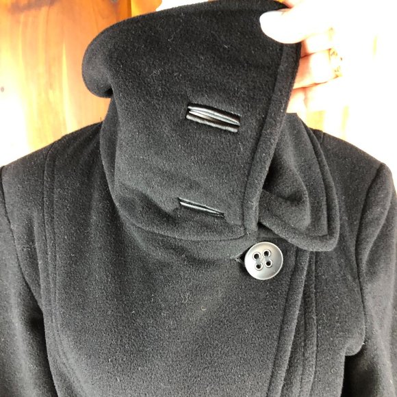 ESPRIT Outwear Black Wool Pea Coat Y2K Whimsigoth Fairy Grunge Timeless - Picture 15 of 17